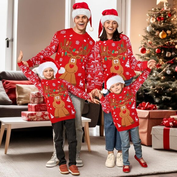 Light-Up Family Ugly Christmas Sweater with Snowman and Hat Holiday Pullover - Picture 2 of 6